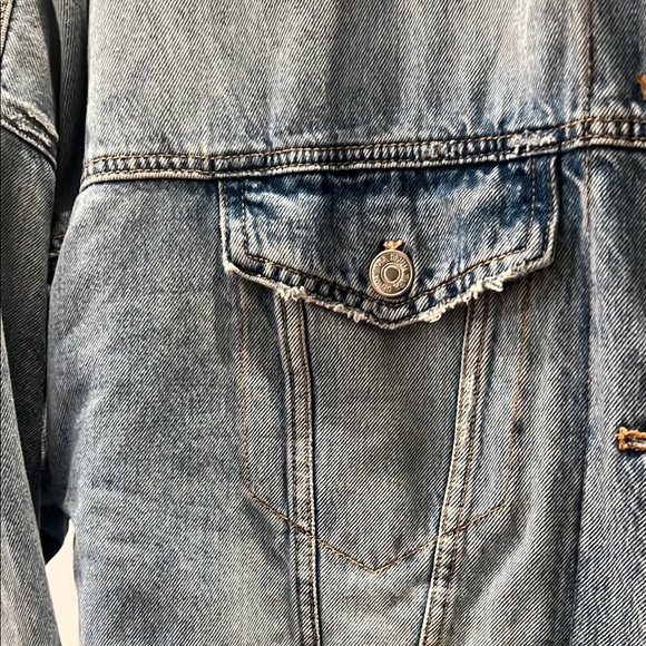 Zara Light Blue Sherpa Lined Denim Oversized Jean Jacket size small women’s - Picture 10 of 10